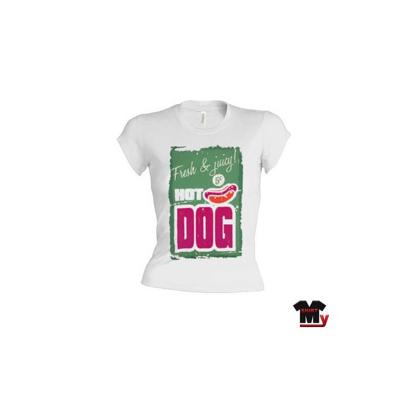 t shirt femme publicité vintage hot dog