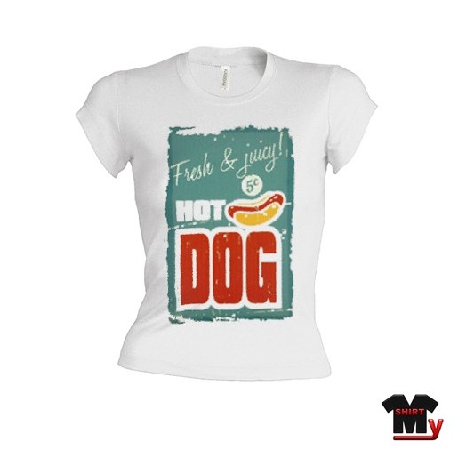 t shirt femme publicité vintage hot dog