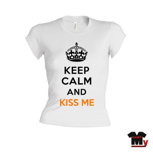 t shirt keep calm femme kiss me