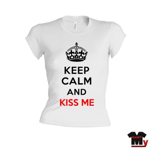 t shirt keep calm femme kiss me