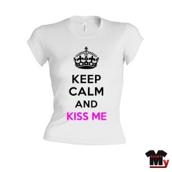 t shirt keep calm femme kiss me