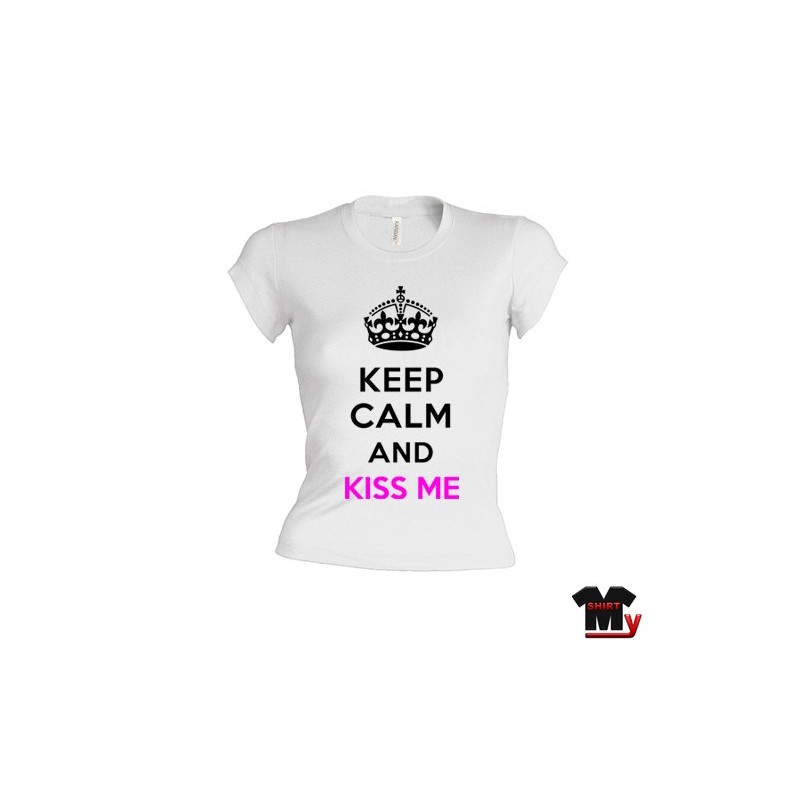 t shirt keep calm femme kiss me