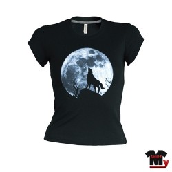 tee shirt femme loup pleine lune