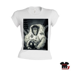 T shirt femme singe astronaute