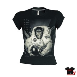 T shirt femme singe astronaute