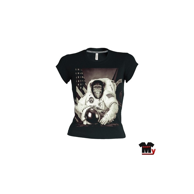 T shirt femme singe astronaute