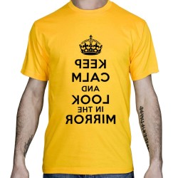 t shirt keep calm and look in the mirror jaune