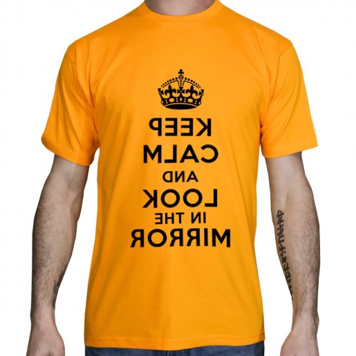 t-shirt keep calm and look in the mirror orange